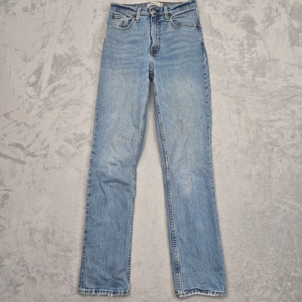 Abercrombie & Fitch The 90s Straight Ultra High Rise Light Wash Jeans 25 (26)  0